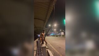 Getting Naked at The Public Bus Stop at Night