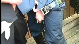 Big dick cops suck and lick each other off at outdoors