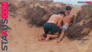 ‍ :: Twink :: Surfer friends, can't contain their passion on the beach