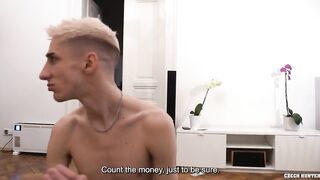 Hot - Blonde Twink Shows Off His Enormous Cock For Money, Then Offers His Tight Hole For A Pounding