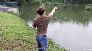 He Spots A Cute Twink Fishing And Offers Him Enough Cash To Make Him Suck His Dick - Hot