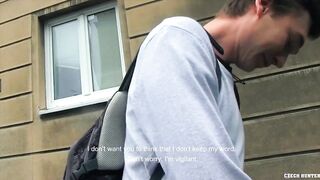 CZECH HUNTER 433 - Shy Dark Haired Twink Answers Some Questions & Sucks Cock