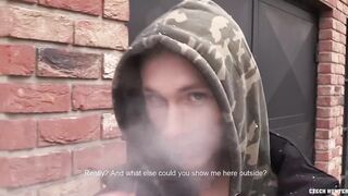 CZECH HUNTER 406 - Twink In His Hoodie Gets Persuaded To Give Up His Ass For Cash