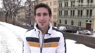 CZECH HUNTER 395 - Cute Hunk Whips Out His Dick In The Snow Then Goes All In