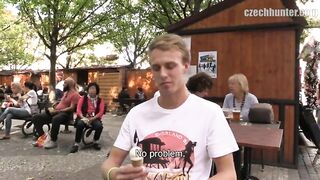 CZECH HUNTER 380 - Fit Blonde Twink Eats Cock Like He Licks His Ice Cream