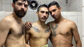 Young Latino Boy Threesome With Guys In Gym Shower For Cash