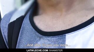 Shy Latin straight guy barebacked on camera for money