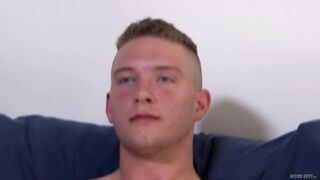 Straight Army Teen Boy Jerks Cock While Watching Porn